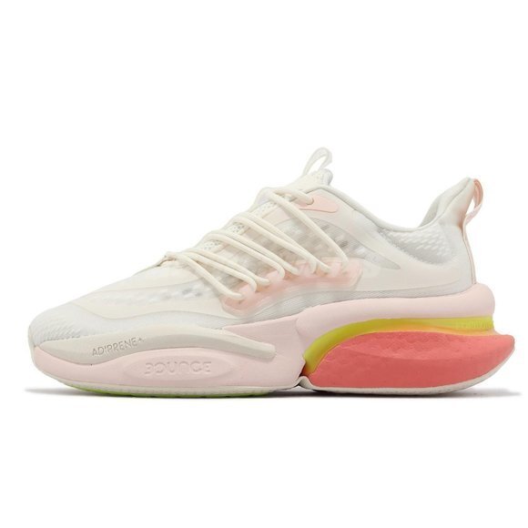 NEW adidas AlphaBoost V1 Off White Wonder  Lucid Lemon Women Running Shoe Size 7 - Picture 6 of 7